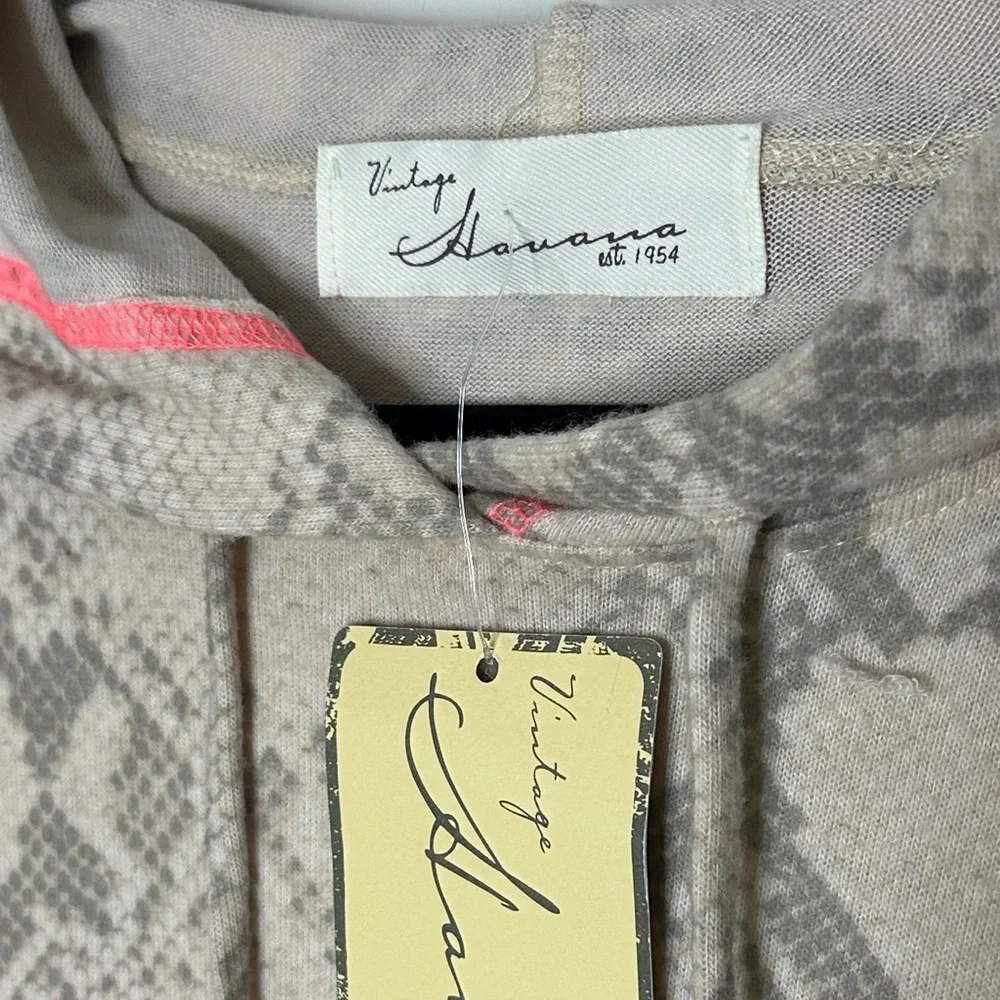 Vintage Havana Snake Print Hoodie - Gray and Pink